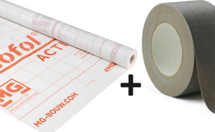 Set Miofol Active (Damp-variabel / klimaatfolie) | 1,5x30mtr + Vast-R Spinvlies Tape 75mm x 25mtr