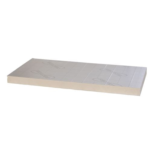 Plaat PIR 70mm dik Rd 3,14 - Recticel Silver - aluminium cachering - 600x1200mm (0.72m2)